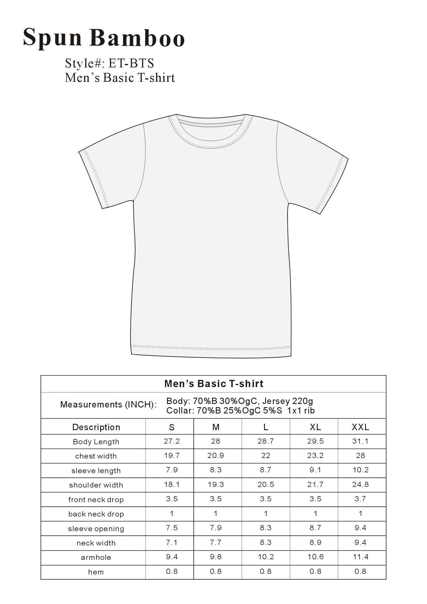 The Original Men's Bamboo Viscose/Organic Cotton Short Sleeve T-Shirt - Classic Cut